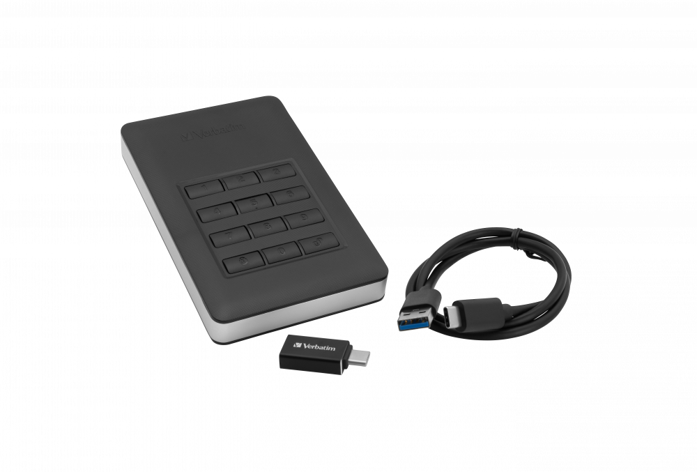 VERBATIM STORE ´N´ GO SECURE HDD WITH KEYPAD USB 3.2 GEN 1 2TB BLACK, 256-bit AES ENCRYPTION