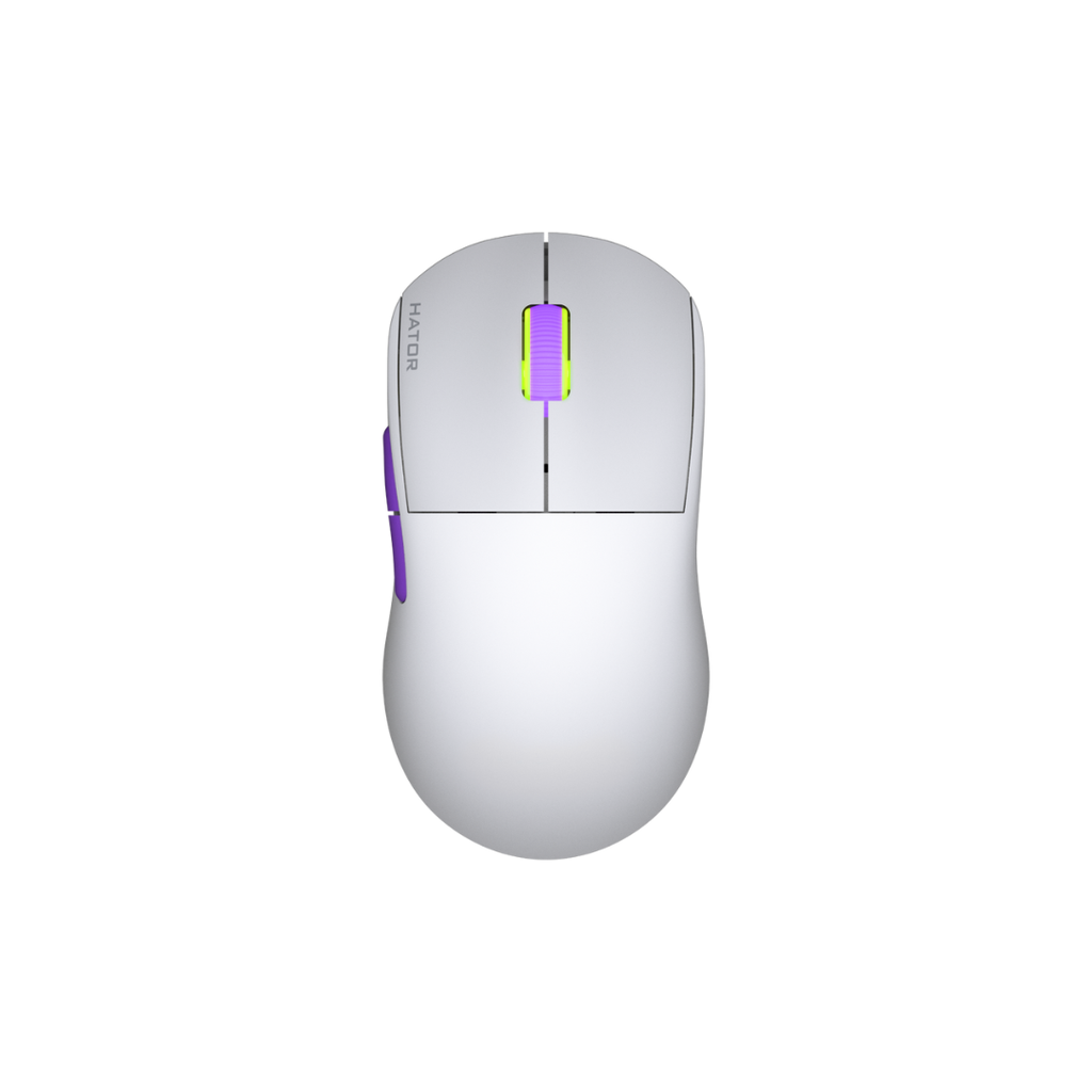 MOUSE GAMING HATOR - Quasar 2 PRO Wireless, white/blue,59g, PixArt 3395, 26,000dpi, tri-mode wireless , 1+1Khz,RGB
