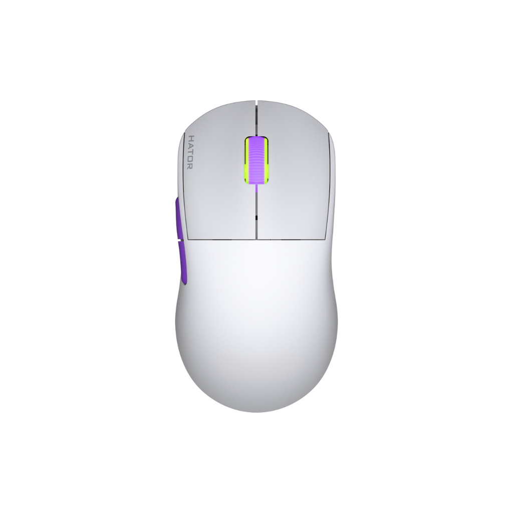 MOUSE GAMING HATOR - Quasar ULTRA 4K Wireless, white/lilac,59g, PixArt 3395, 26,000dpi, tri-mode wireless , 1+4Khz,RGB