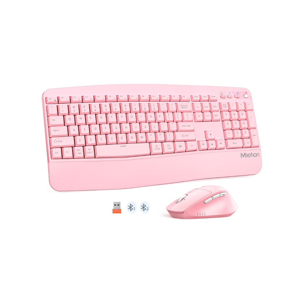 2.4G+Bluetooth 2-in-1 office combo(keyboard+mouse) Pink US - C2000 - MEETION
