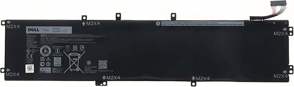Battery for XPS 15 9560 9570 7590 DL 6GTPY